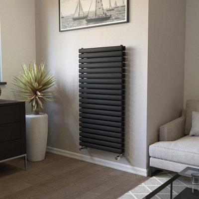 Ximax Champion Duplex Fordh1164600a Anthracite Gas Vertical Designer 3509Btu Radiator, (W)600Mm X (H)1164Mm