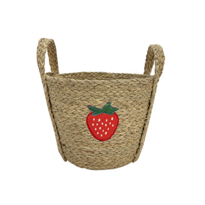 B&Q Flexi Storage Living Strawberry Seagrass Nestable Storage Basket (H)19Cm (W)24Cm (D)24Cm
