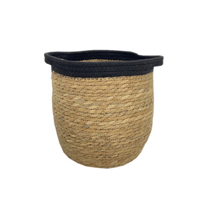 B&Q Flexi Storage Living Black Trim Polyester Storage Basket (H)23Cm (W)24Cm (D)24Cm
