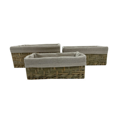 B&Q Flexi Storage Living Polyester Nestable Storage Basket (H)14Cm (W)31Cm (D)21Cm, Set Of 3